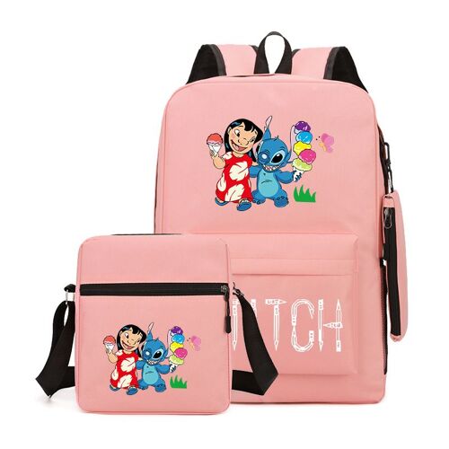 Lilo et Stitch Stitch sac d'école trois pièces étudiants masculins et féminins sac à dos décontracté SHB574