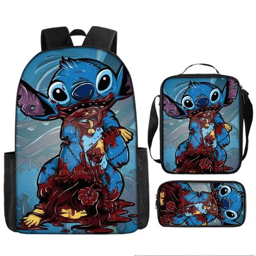 Sac à dos point de dessin animé, sac d'école imprimé périphérique de dessin animé, ensemble de trois pièces, sac à bandoulière, sac à crayons SHB1658