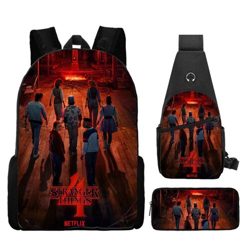 Stranger Things Stranger Things sac d'école sac à dos ensemble de trois pièces sac en tissu Oxford sac à bandoulière SHB3532