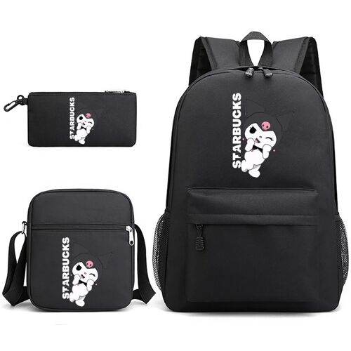 Kuromi ¿ sac d'école imprimé numérique, ensemble de 3 pièces, sac à crayons, sac à bandoulière, sac à dos pour étudiant SHB2553