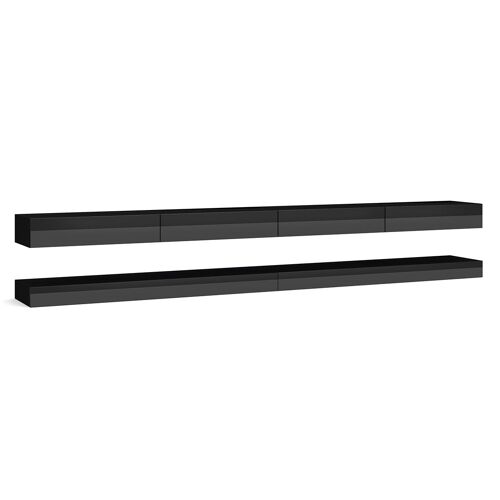Meuble TV mural 4 tiroirs 280 cm panneaux mdf - stratifiés noir