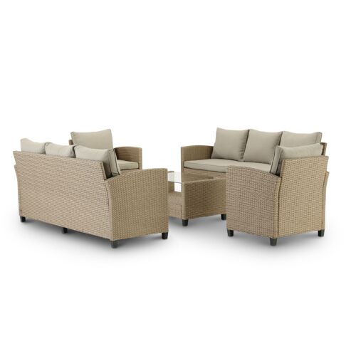 Set De 2 Fauteuils Et 2 Canapés 3 Places Avec Table Basse