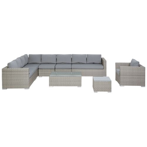 Salon De Jardin 10 Places En Rotin Gris