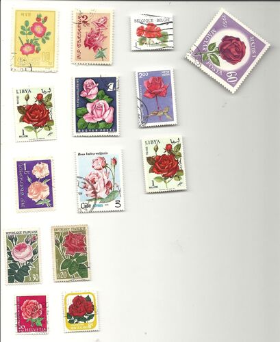 Roses 10 Pays Différents 13 Timbres Différents