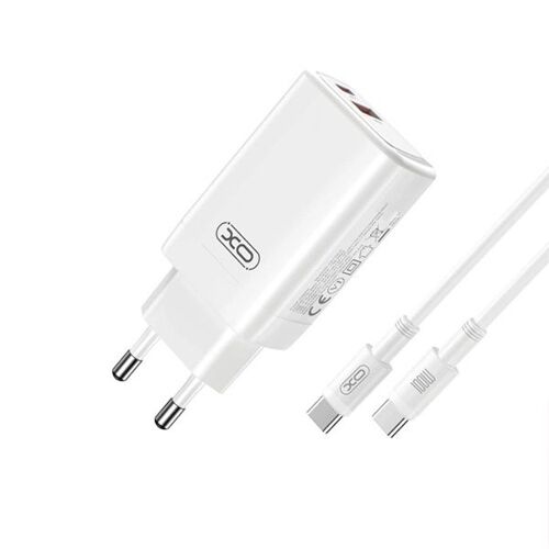 Kit Double Chargeur (Usb-C, Usb-A) Pd 65w Ce17 + Câble Ultra Rapide 100w Type C Phonecare Compatible Avec Huawei - Blanc
