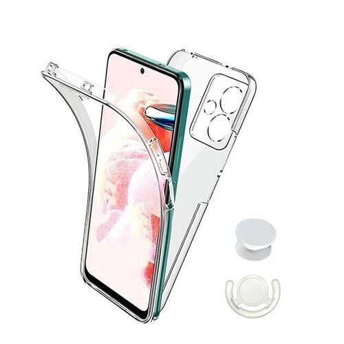 Kit Housse 3x1 Protection Impact 360° + 1 Gripholder + 1 Support Gripholder Blanc Phonecare Compatible Avec Xiaomi Redmi 13 - Transparent/Blanc