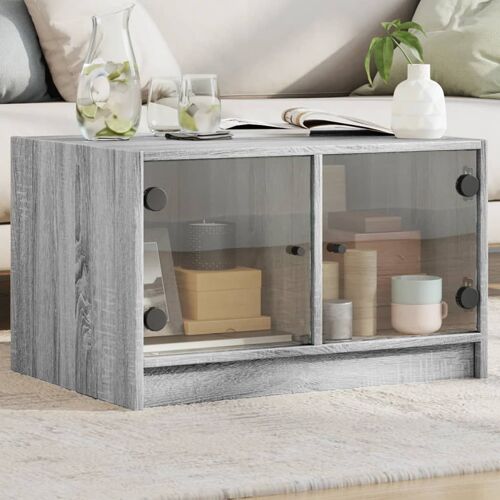 vidaXL Table basse avec portes en verre sonoma gris 68x50x42 cm