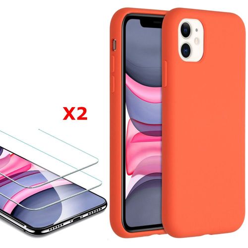 Coque Silicone Pour Iphone 11 Rouge Antichoc + 2 Verres Trempes Little Boutik®