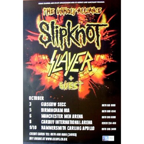 Slayer - Slipknot - Unholy Alliance - Affiche / Poster Envoi En Tube