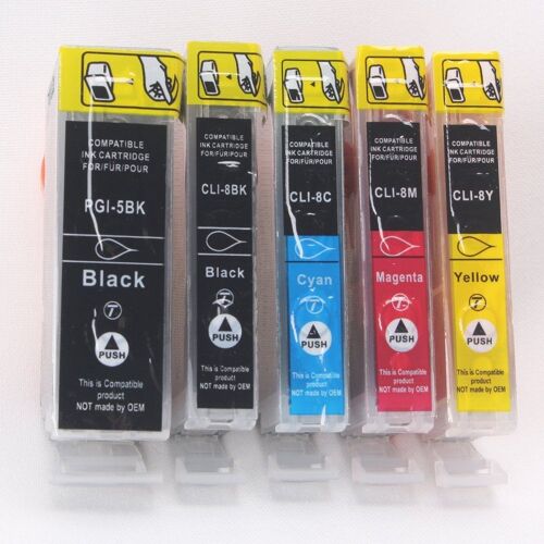 5 Canon Compatible CLI526, PGI525, Cartouche d'encre- Avec Puce installée. Pas de trace - Multipack Pack de 5 Canon Cartouche d'encre compatible pour CANON PIXMA iP4850, iP4950, MG5150, MG5250, MG5350