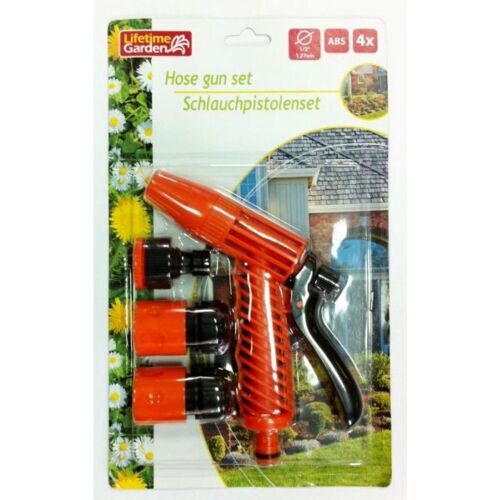 4pcs Pistolet d'Arrosage pour Tuyau + Raccords Jardin Pelouse Jet Pulvérisateur