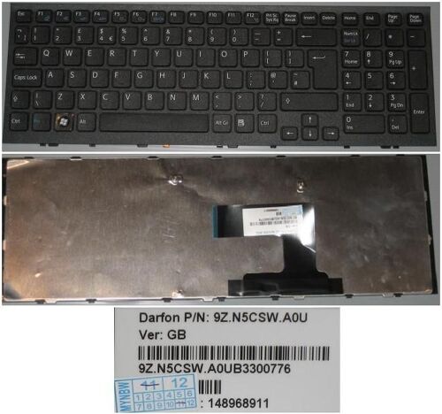 Clavier Qwerty UK Pour SONY VAIO VPC-EL Series, Noir / Black, Noir-frame, Model: , P/N: 9Z.N5CSW.A0U, 148968911