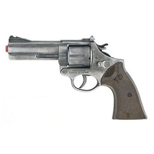 Revolver Police Metal 12 Coups A Amorces Gris Argent L 21,5 Cm - Pistolet Enfant - Jeu D'imitation, Accessoire Policier