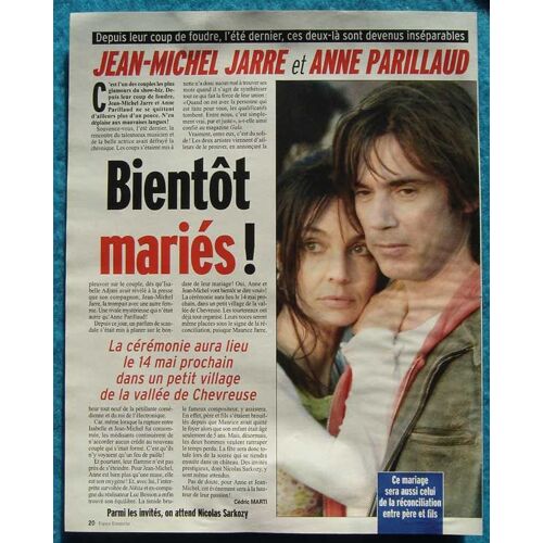 France Dimanche N°3060, Coupure De Presse: Jean-Michel Jarre, Anne Parillaud