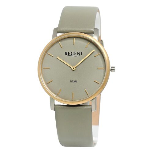 Montre-Bracelet Analogique Pour Homme Regent , Bracelet En Cuir Vert Gris Ur1094070