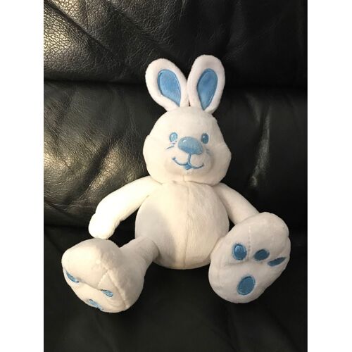Doudou Peluche Biolane Lapin Blanc/Bleu 20cm Publicitaire