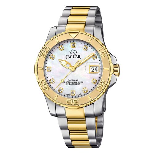 Jaguar Montre Homme Acier Inoxydable Argent Or Jaguar Pro Diver Montre-Bracelet Uj970/4