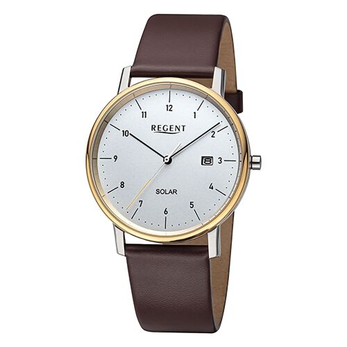 Regent Montre Solaire Homme Analogique Bracelet Cuir Marron Urf1549