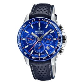 Festina Montre Homme Timeless Chronograph Montre-Bracelet Cuir Bleu Foncé Uf20561/3