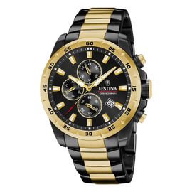 Festina Montre Homme Chronographe Sport Montre-Bracelet Acier Inoxydable Noir Or Uf20563/1