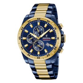 Festina Montre Homme Chronographe Sport Montre-Bracelet Acier Inoxydable Bleu Or Uf20564/1