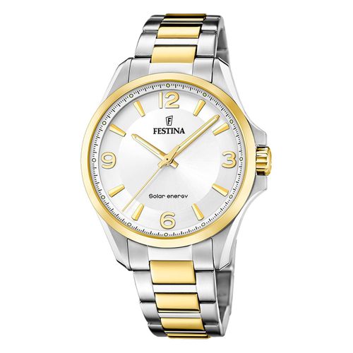 Festina Montre Pour Hommes Acier Inoxydable Argent Or Festina Montre Solaire À Énergie Solaire Uf20657/1
