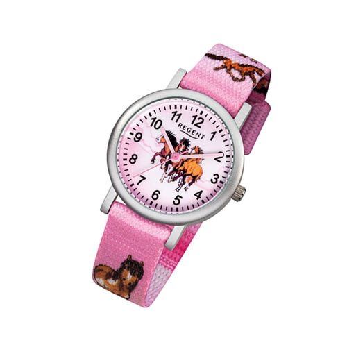 Montre-Bracelet Pour Enfants Regent Analogique Rose Bracelet Textile F-729 Urf729