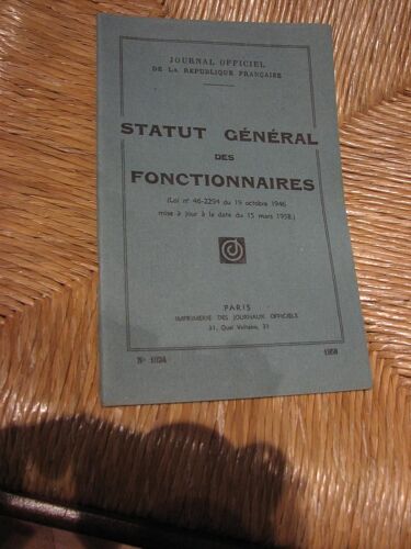 Journal Officiel 1958 N°1024  : Statut Général Des Fonctionnaires