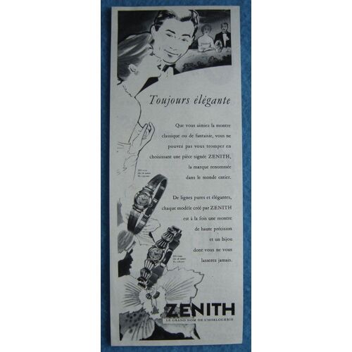 Publicité Papier - Montre Zenith De 1956