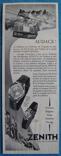 Publicité Papier - Montre Zenith De 1956