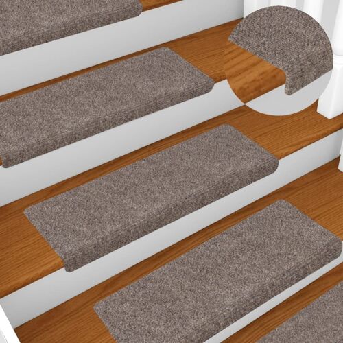 Vidaxl Tapis D'escalier 15 Pcs Tissu Aiguilleté 65x21x4 Cm Crème