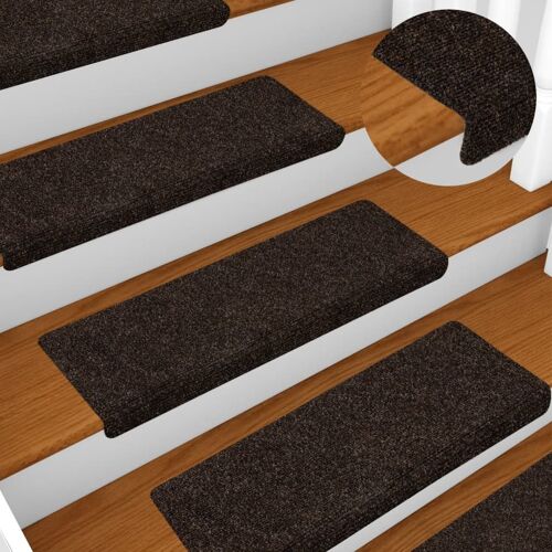 Tapis d'escalier 15 pcs Tissu aiguilleté 65x21 cm Marron vidaXL vidaXL