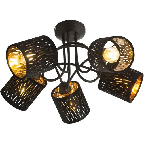 Plafonnier Rond Design Velours Tuxon - Diam. 46 X H. 27 Cm - Noir