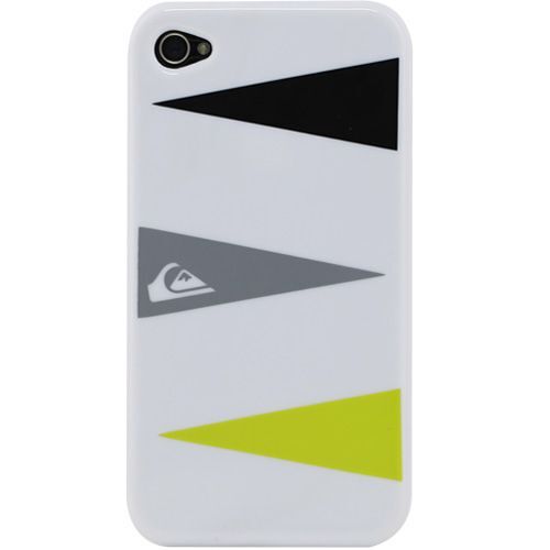 Coque blanche Quick Silver fanions noir gris jaune iPhone 4 et 4 S