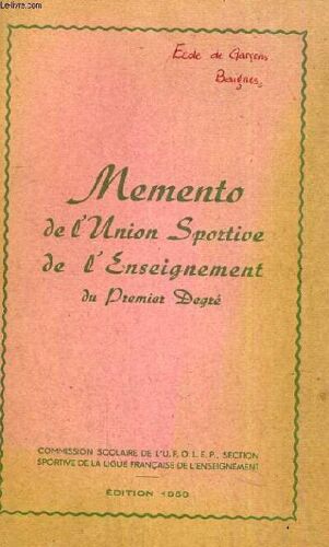 Memento De L'union Sportive De L'enseignement Du Premier Degre