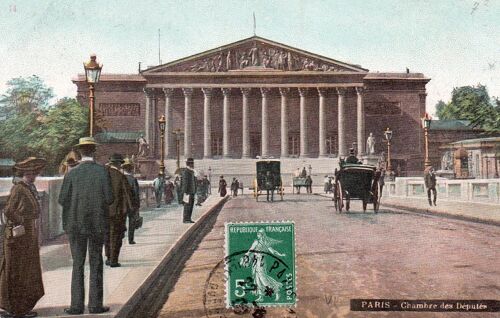 75 Paris - Carte Ancienne Chambre Des Députés, Très Animée, Attelages