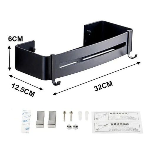 Étagère Murale De Cuisine,Étagère D'angle De Rangement En Acier Inoxydable,Crochet Sans Poinçon - Type B Black