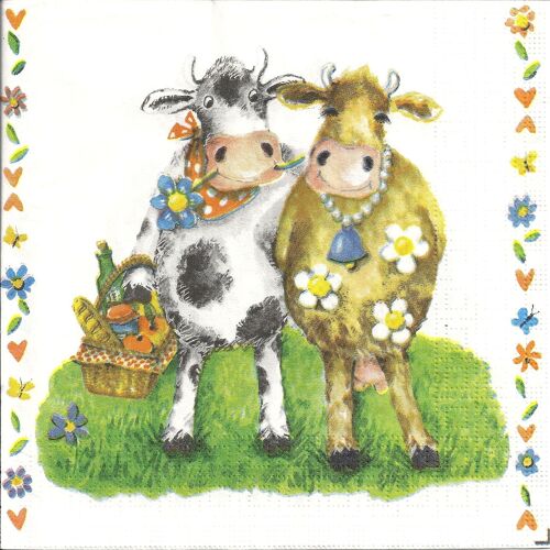 Lot De 2 Serviettes Papier Déco: Harry Et Sally, Copines Vaches