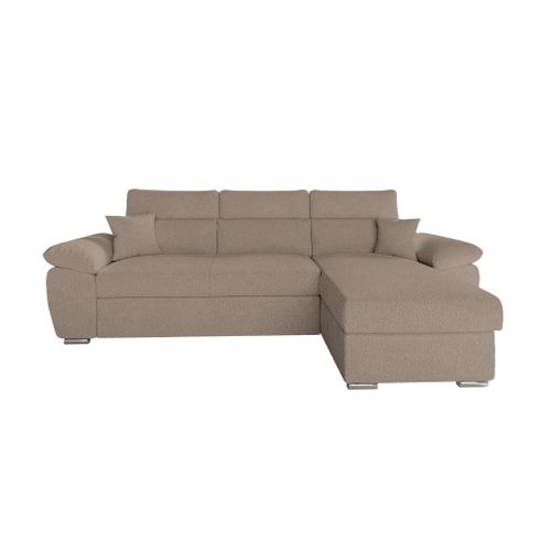 Canapé D'angle Reversible Convertible En Tissu Bouclette - Taupe
