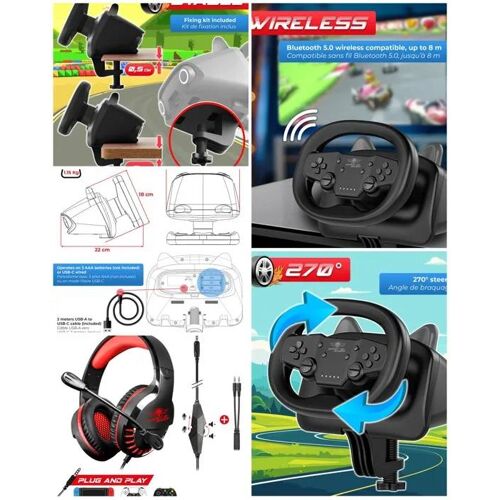 Casque PC PRO SPIRIT OF GAMER + Volant et pédales de jeu Vidéo PRO Race compatible IOS ANDROID PS3 PS4 SWITCH PC