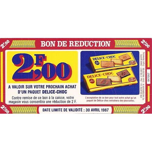 Bon De Réduction Delice Choc - 1987