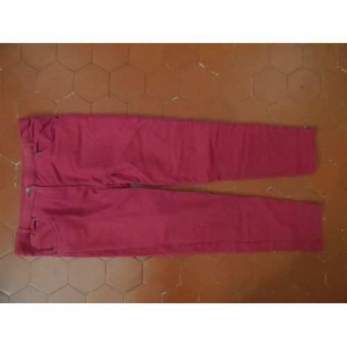 Pantalon 3/4 Peau De Pêche Rose Foncé Blanche Porte