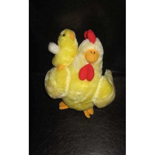 Poule Et Son Poussin Jaune En Peluche   25 Cm