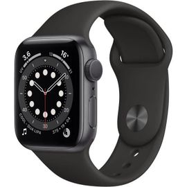Apple Watch Series 6 (GPS) - Boitier 40 mm aluminium gris avec bracelet sport noir