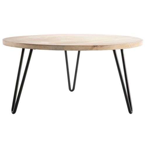Table Basse Ronde Manguier Massif Et Métal L80 X H40 Cm Vibes