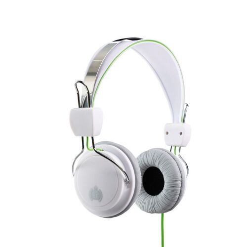MINISTRY OF SOUND Casque MOS004 - Blanc/Gris- Câble Vert