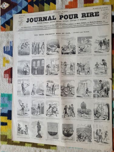 Journal Pour Rire N° 113 Du 30 Mars 1850, Illustré Par Nadar, Grand Journal À Images, Comique, Critique, Satirique Et Moqueur. Format : 43 X 58 Cm.