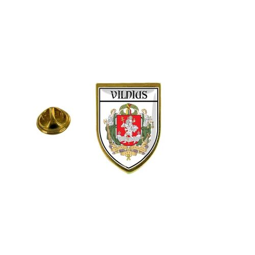 Pins Pin Badge Pin's Souvenir Ville Drapeau Pays Blason Ecusson Vilnius Lituanie