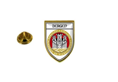 Pins Pin Badge Pin's Souvenir Ville Drapeau Pays Blason Ecusson Bergen Norvege