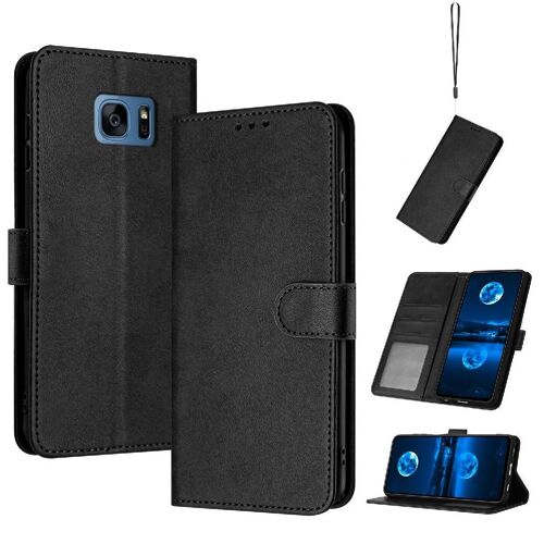 Flip Étui Pour Samsung Galaxy S7 Edge Cuir Pu Bicelle Avec Fente Pour Carte Couleur Pure Avec Boucle - Noir